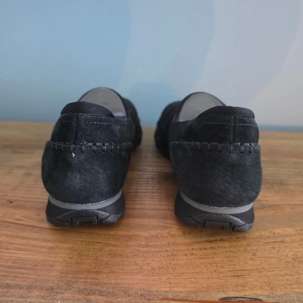 Skechers Womens Bikers Alumni Loafers Black Suede Relaxed Fit Size 8